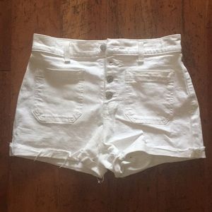 white, high-waisted shorts
